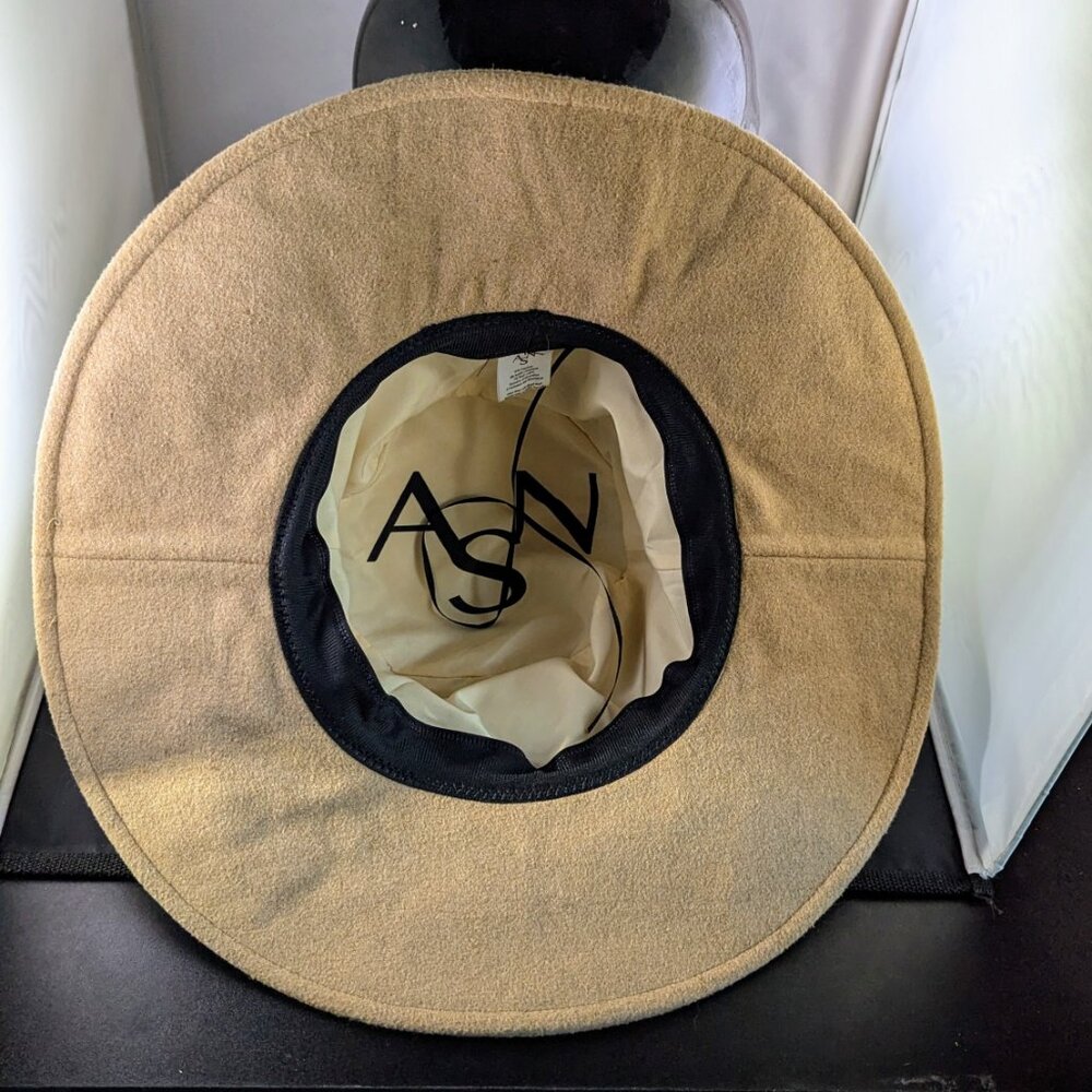 ASN “Harper” Felt Wide Brim Hat – Oatmeal Tan Wool with Braided Band